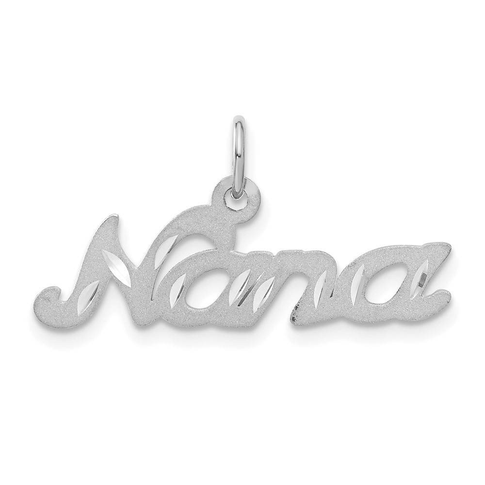 14k White Gold Nana Charm or Pendant, 27mm