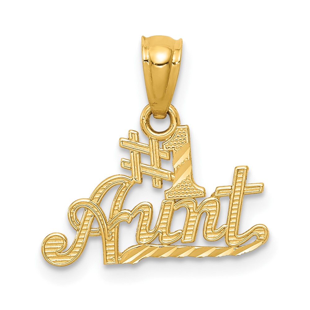 14k Yellow Gold #1 Aunt Pendant, 16mm