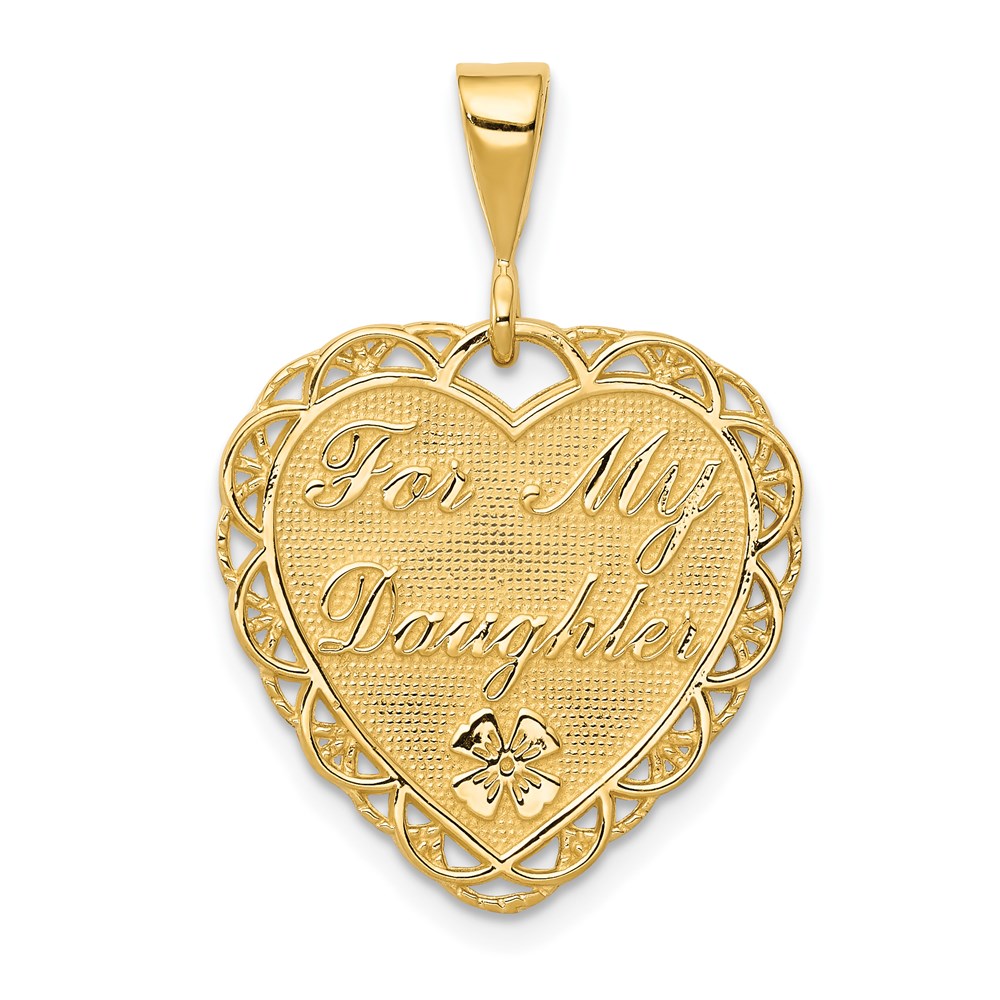 14k Yellow Gold For My Daughter Heart Pendant, 20mm