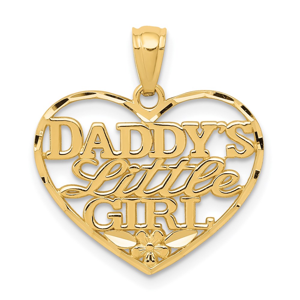14k Yellow Gold Daddy's Little Girl Heart Pendant, 19mm