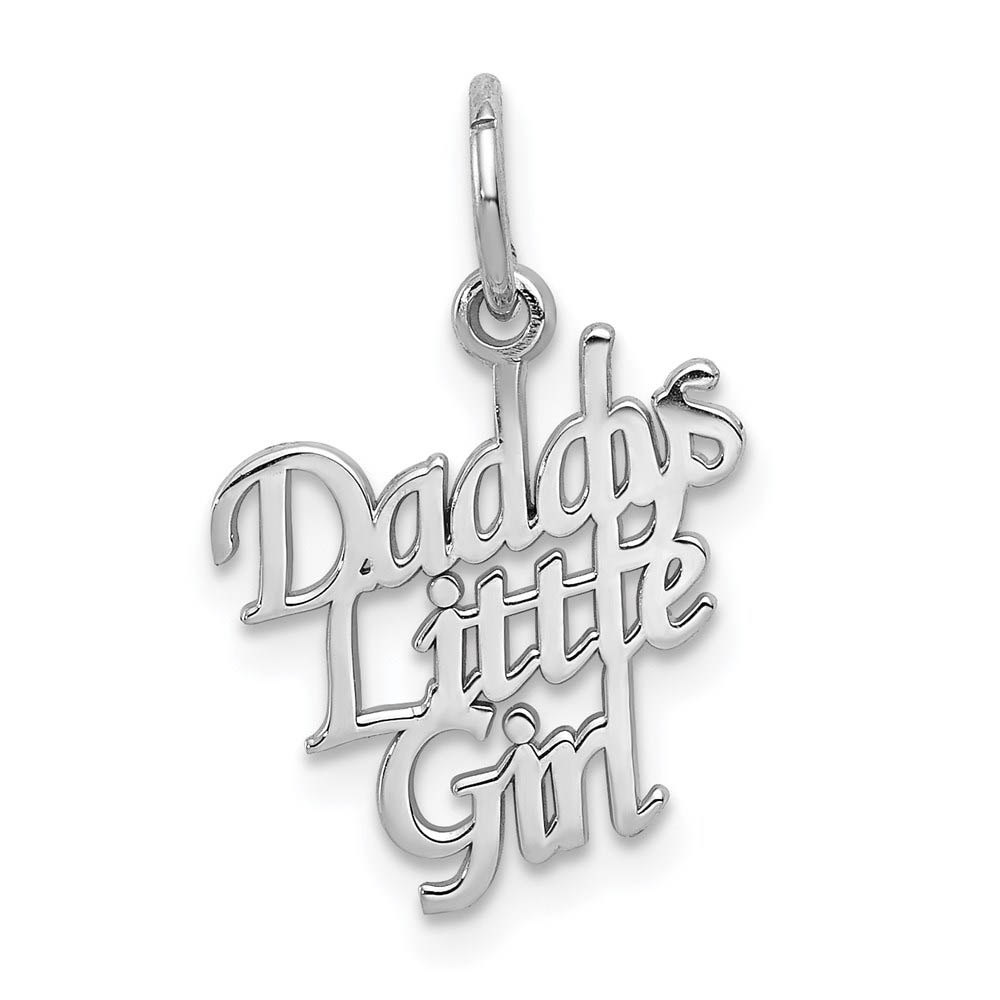 14k White Gold Polished Daddy's Little Girl Charm or Pendant, 15mm