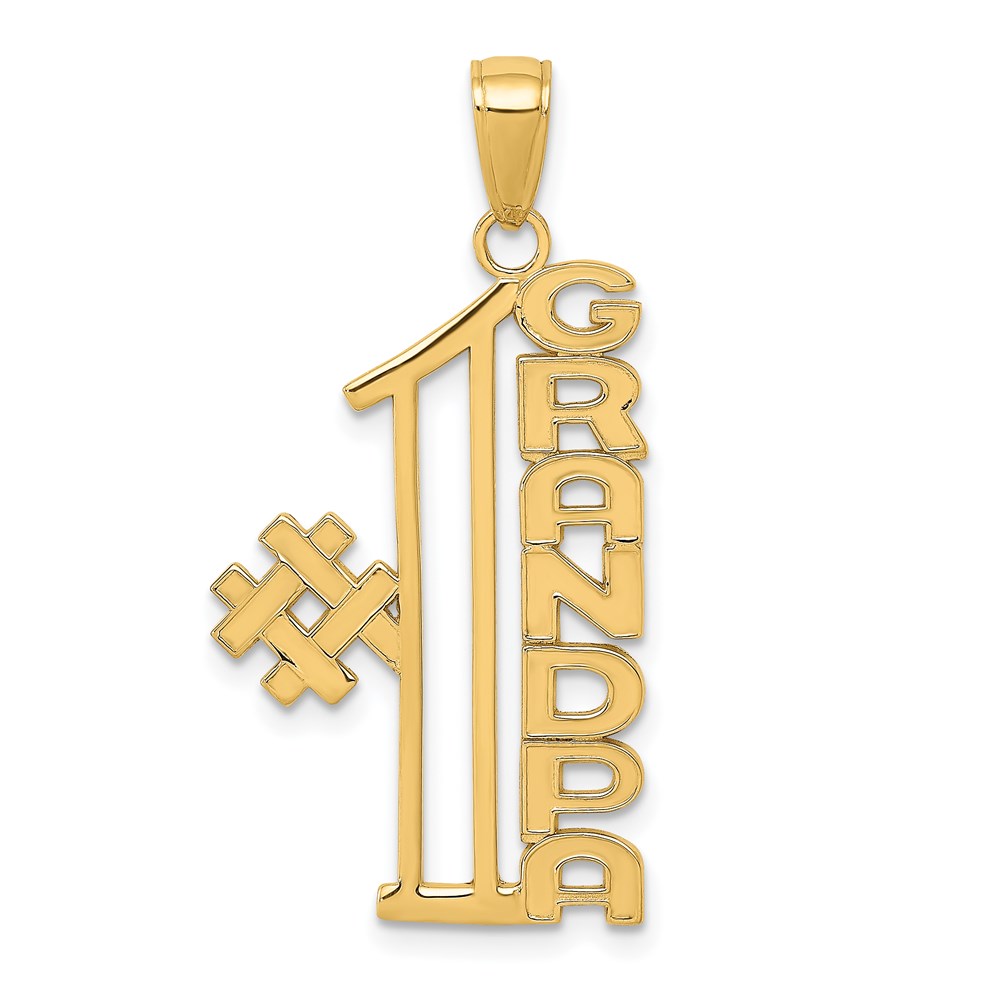 14k Yellow Gold #1 Grandpa Pendant, 18mm