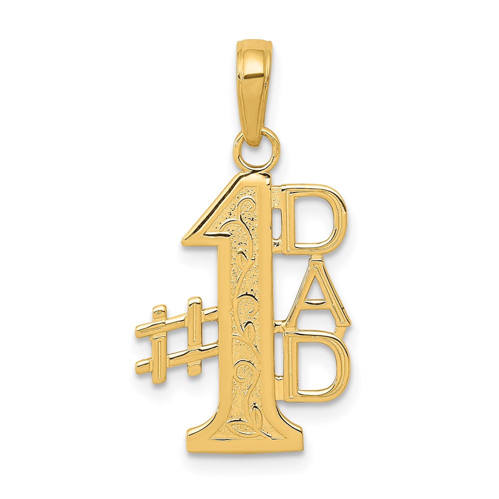 14k Yellow Gold #1 Dad Pendant, 14mm