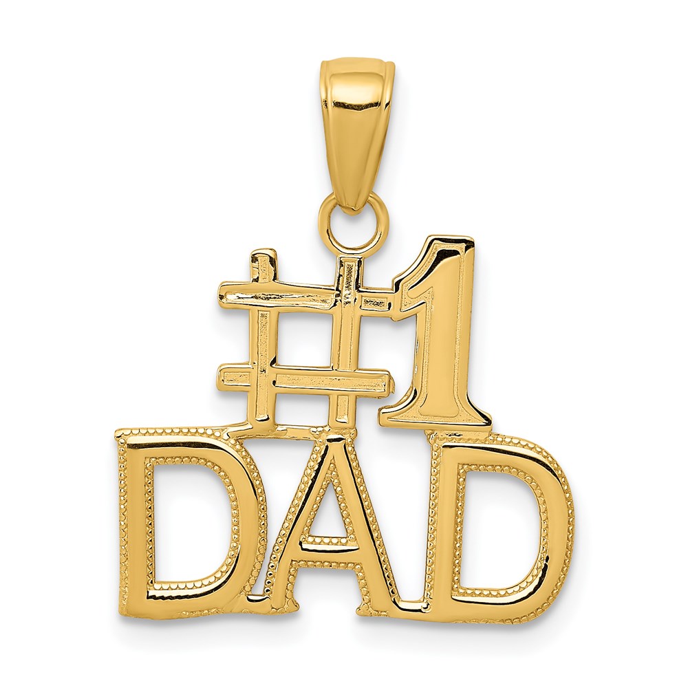 14k Yellow Gold Polished #1 Dad Pendant, 20mm