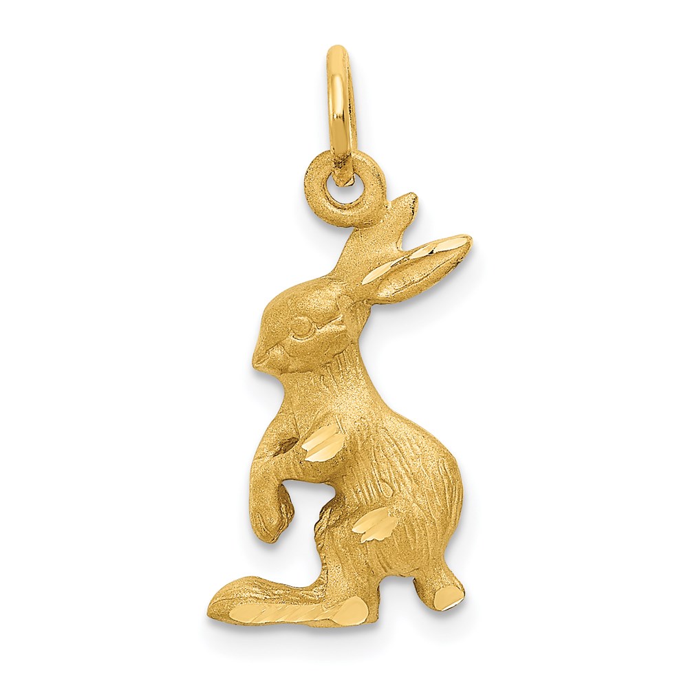 14k Yellow Gold Jack Rabbit Charm or Pendant, 10mm