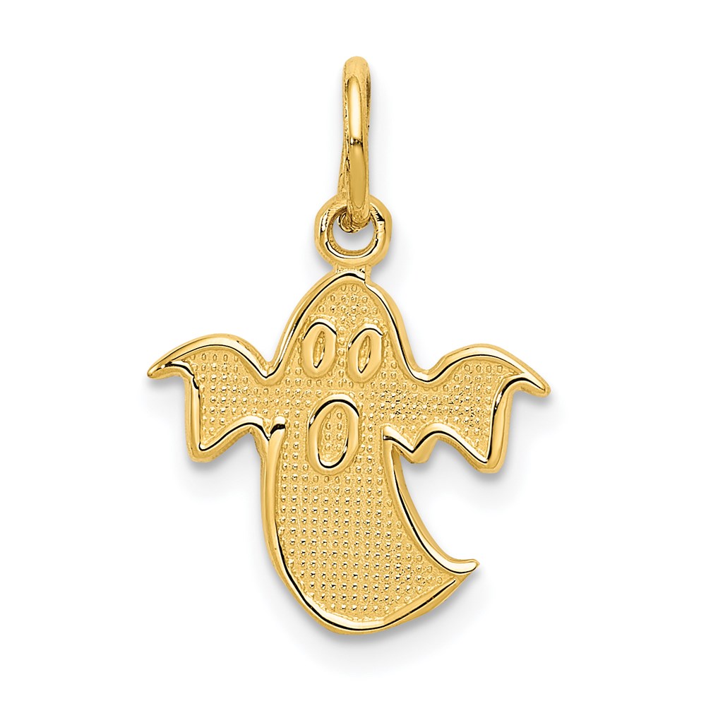 14k Yellow Gold Satin Textured Ghost Charm or Pendant, 12mm