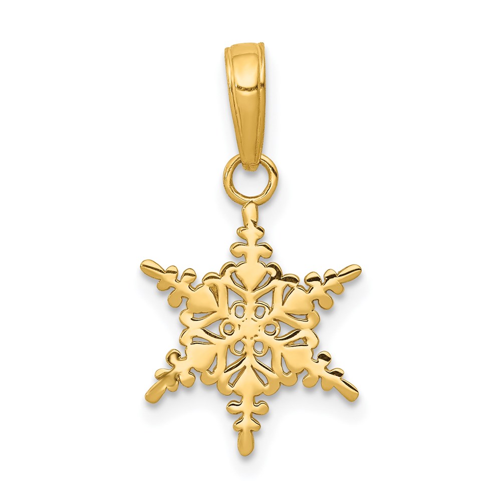 14k Yellow Gold Polished Snowflake Pendant, 12mm