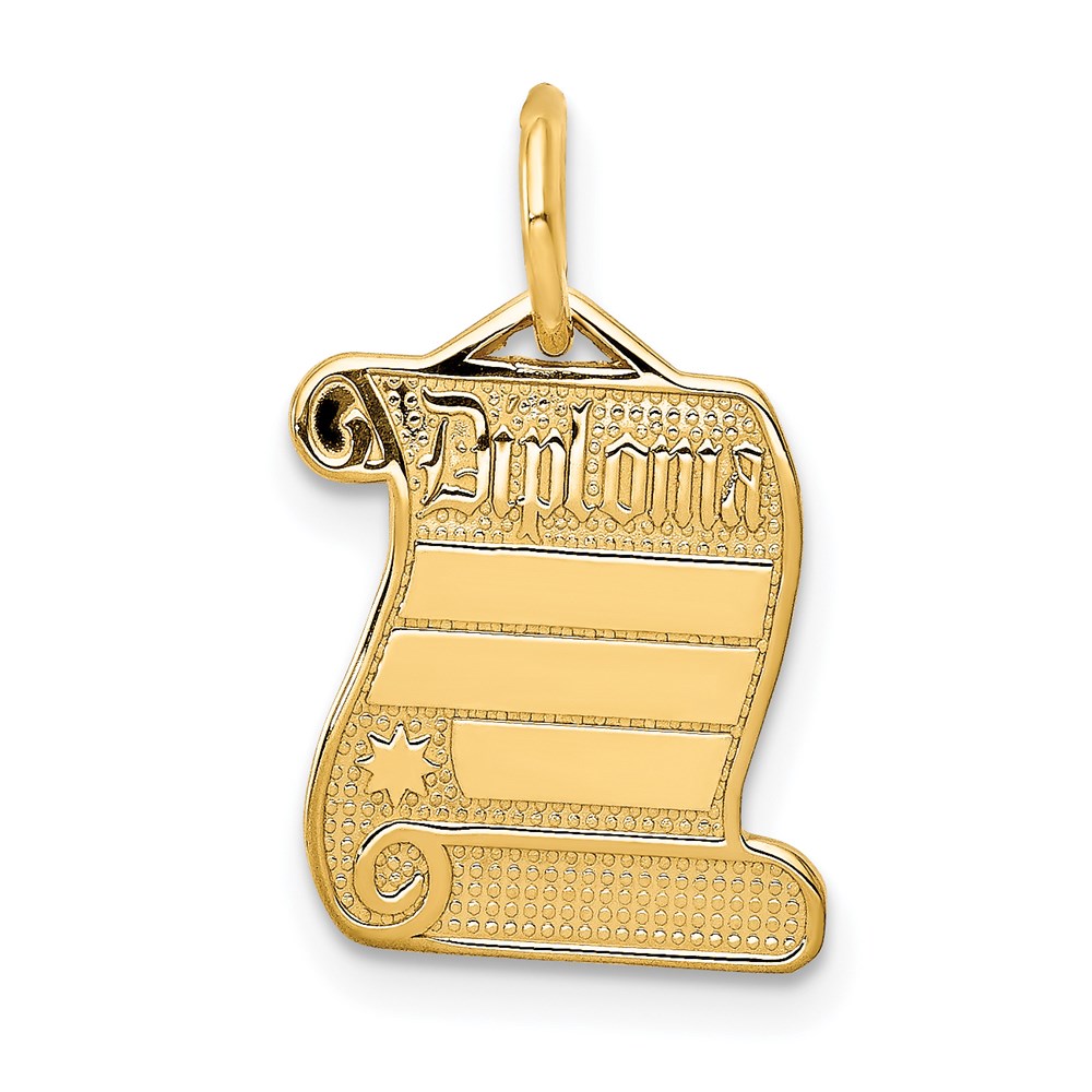 14k Yellow Gold Engravable Diploma Charm or Pendant, 12mm