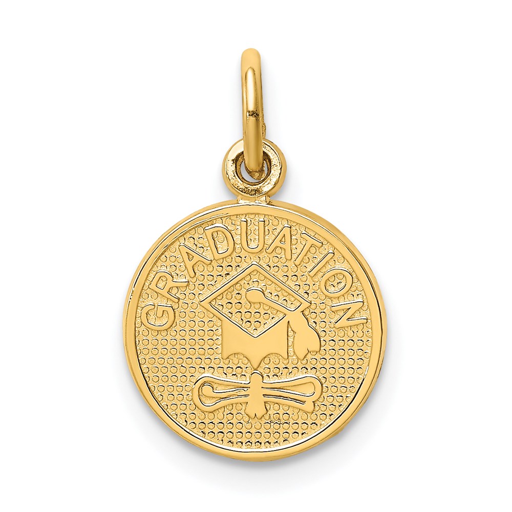 14k Yellow Gold Graduation Circle Charm or Pendant, 12mm