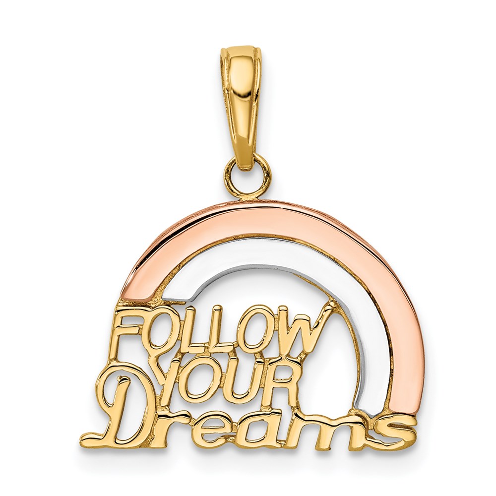 14k Yellow & Rose Gold, White Rhodium Follow Your Dreams Pendant, 18mm