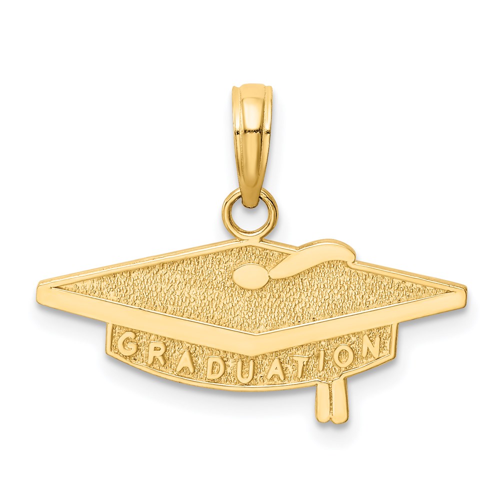 14k Yellow Gold Graduation Cap Pendant, 23mm