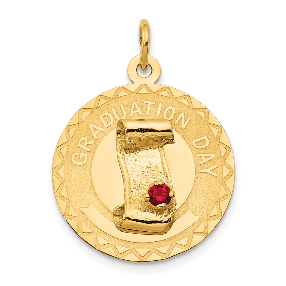 14k Yellow Gold & CZ Graduation Day Charm or Pendant, 20mm