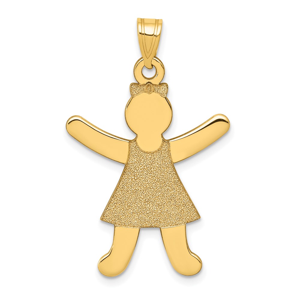 14k Yellow Gold Polished Girl Pendant, 22mm