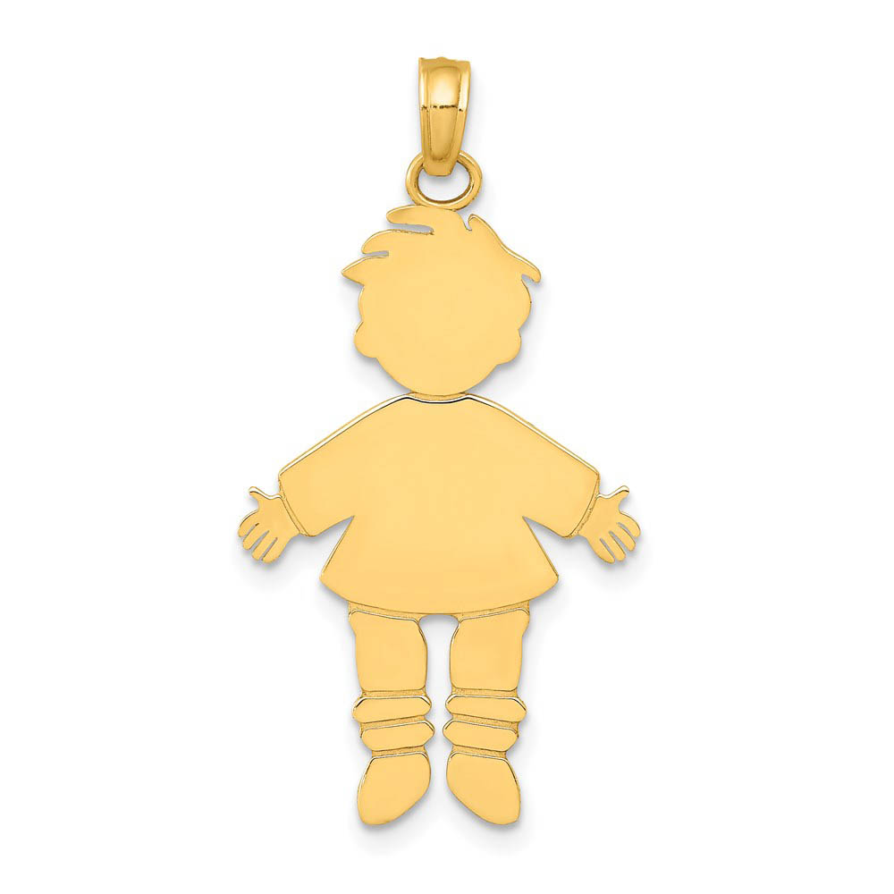14k Yellow Gold Polished Boy Charm or Pendant, 17mm