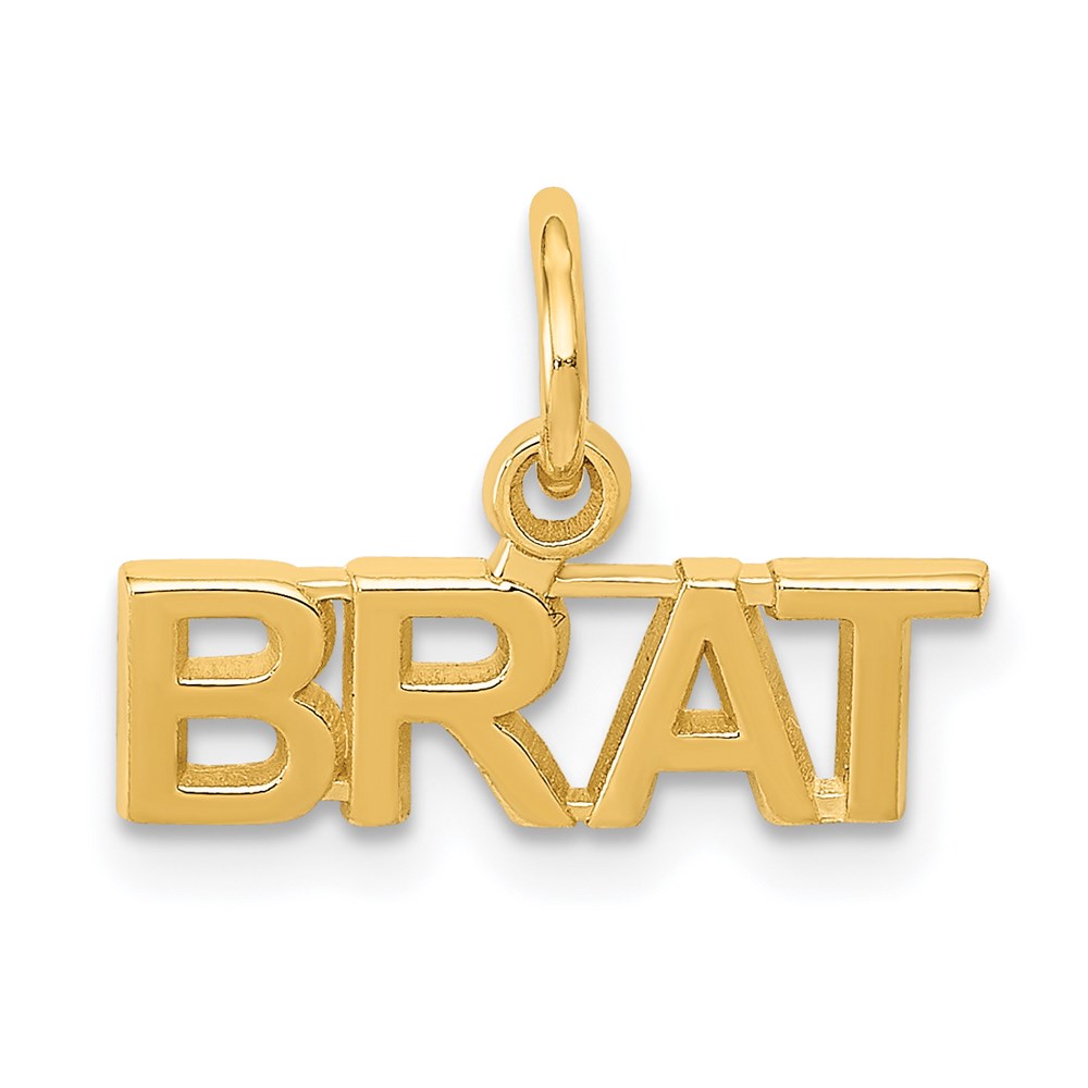 14k Yellow Gold Polished Brat Charm or Pendant, 15mm