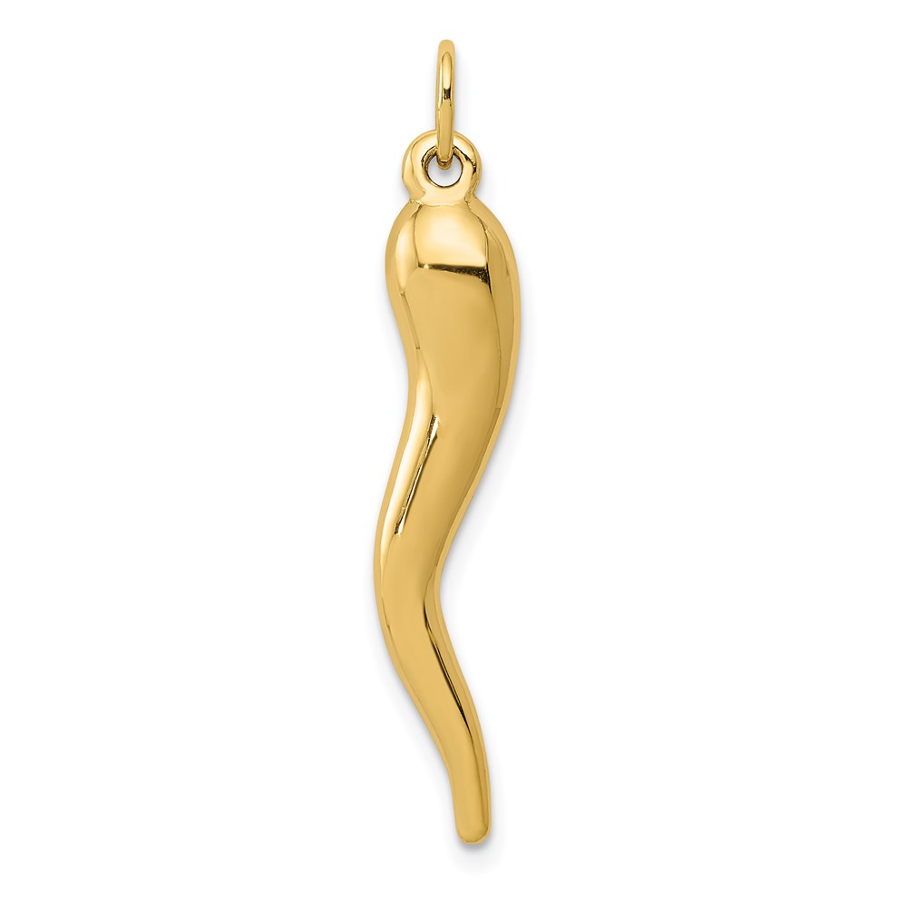 14k Yellow Gold Hollow Italian Horn Pendant, 5mm
