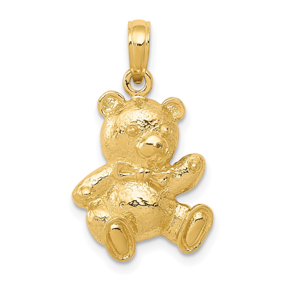 14k Yellow Gold 2D Teddy Bear Pendant