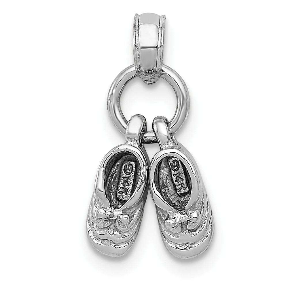 14k Yellow or White Gold 3D Baby Shoes Charm or Pendant, 9mm (3/8 in)