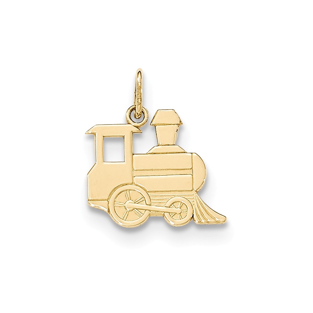 14k Yellow Gold Flat Toy Train Charm or Pendant