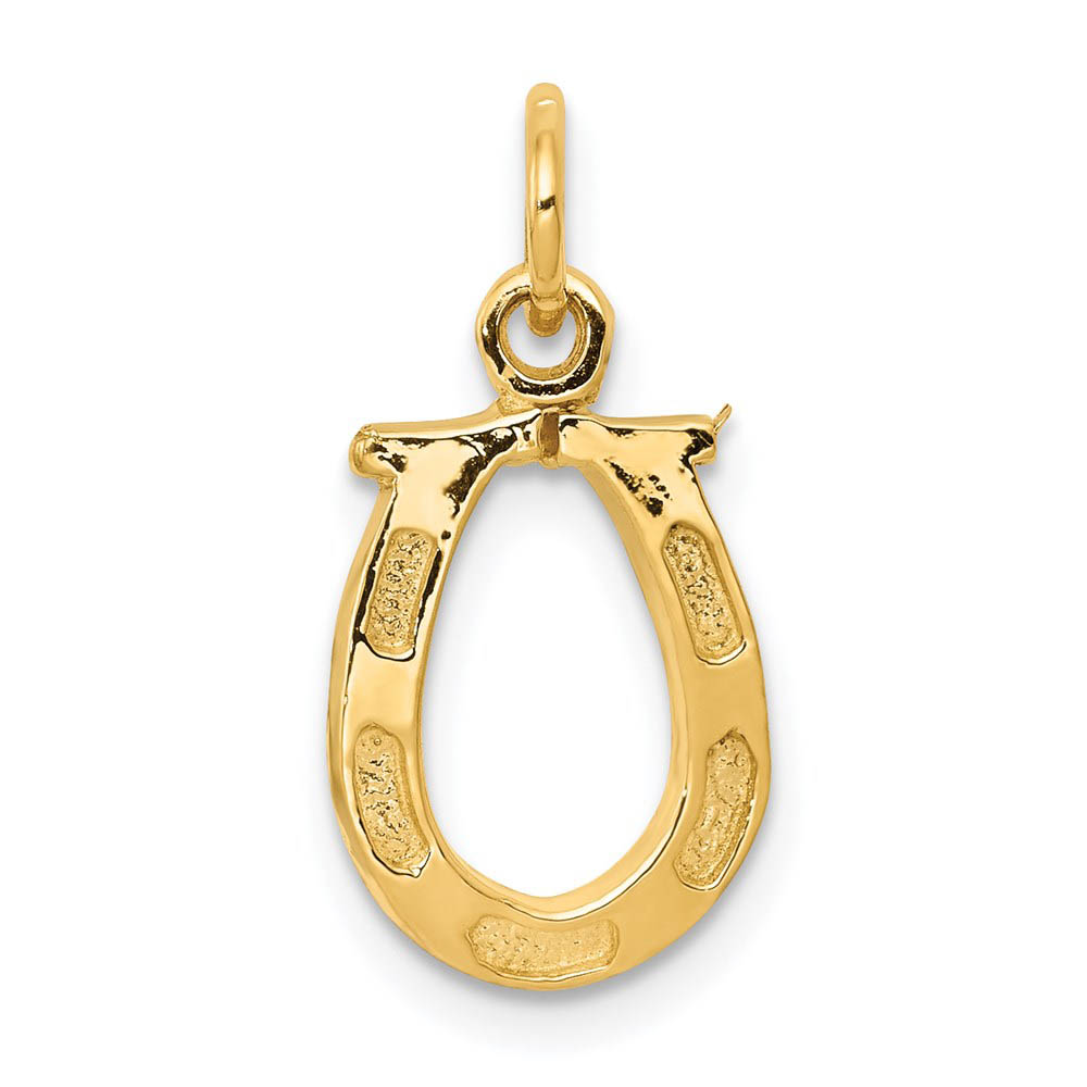 14k Yellow Gold Horseshoe Charm or Pendant, 10mm (3/8 inch)