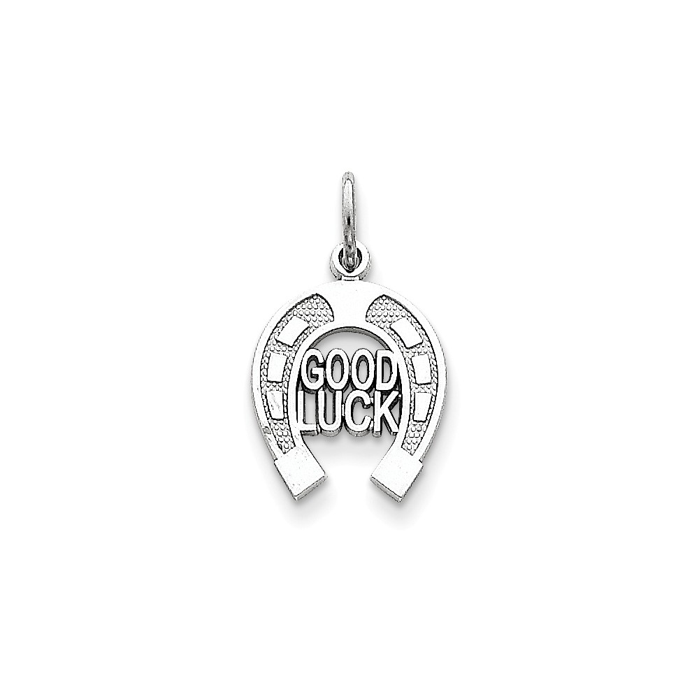 14k White or Yellow Gold Good Luck Horseshoe Charm or Pendant, 13mm