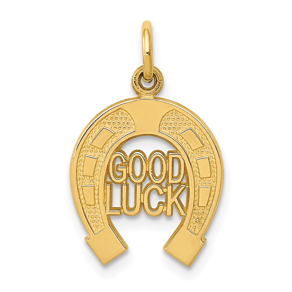 14k Yellow Gold Good Luck Horseshoe Charm or Pendant, 13mm (1/2 inch)
