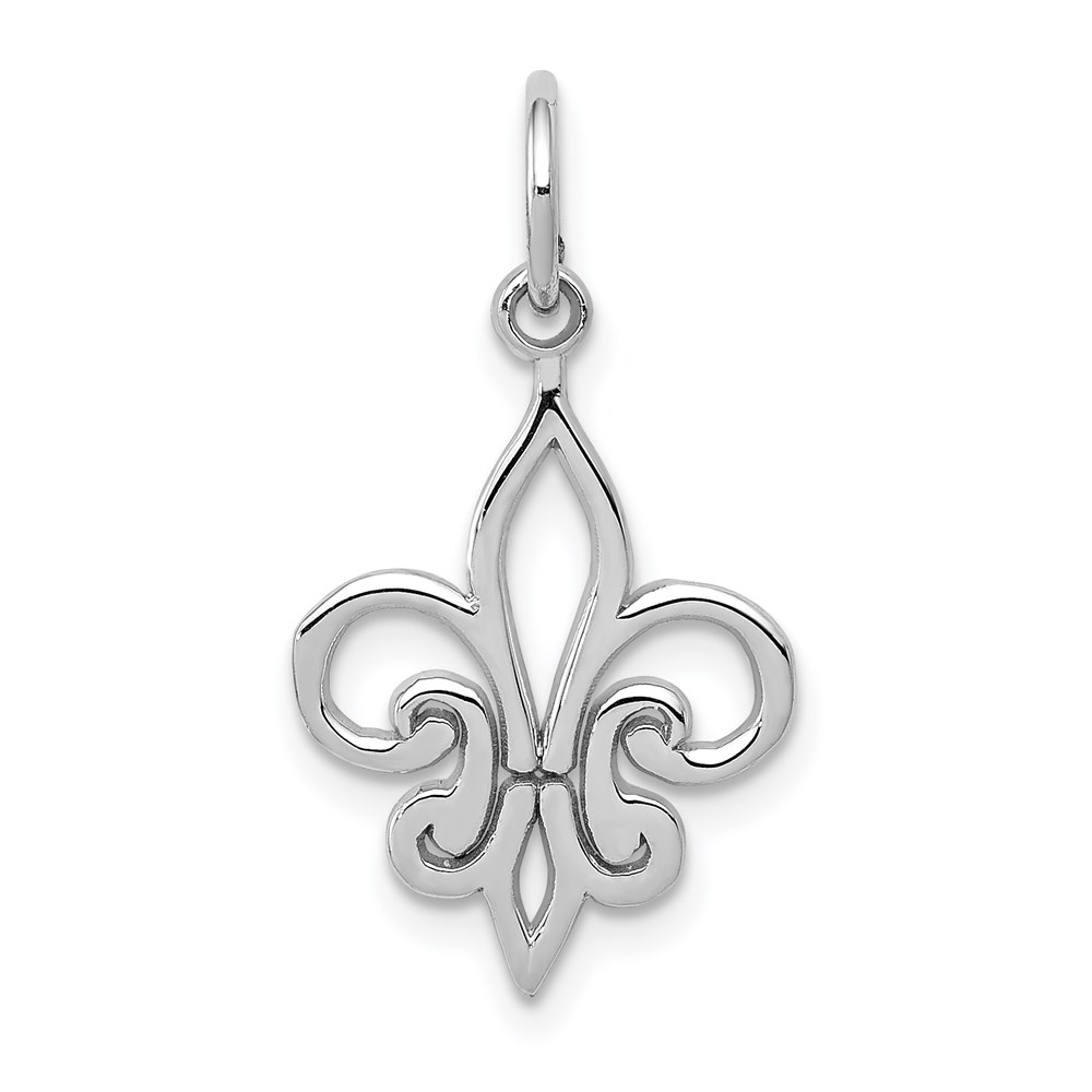 14k Yellow or White Gold Fleur De Lis Charm or Pendant, 13mm (1/2 in)