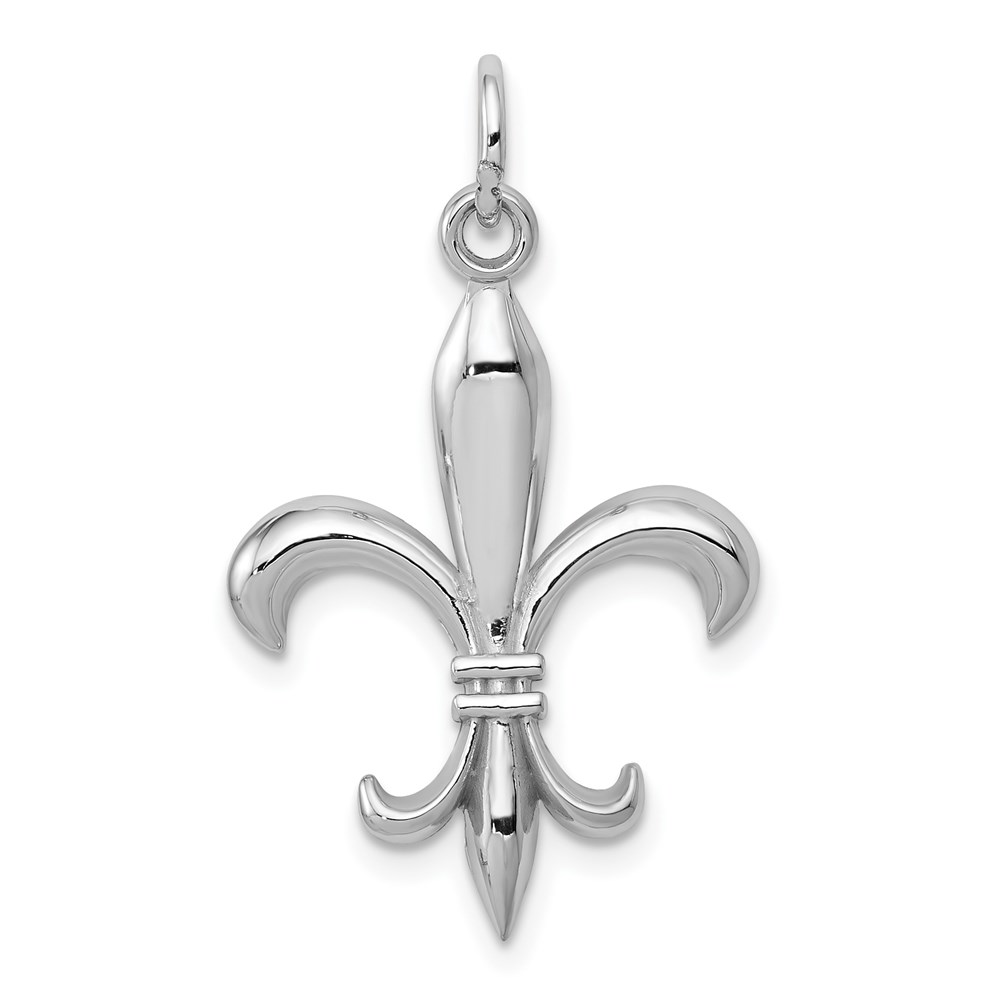 14k White or Yellow Gold 2D Fleur De Lis Pendant, 18mm (11/16 inch)