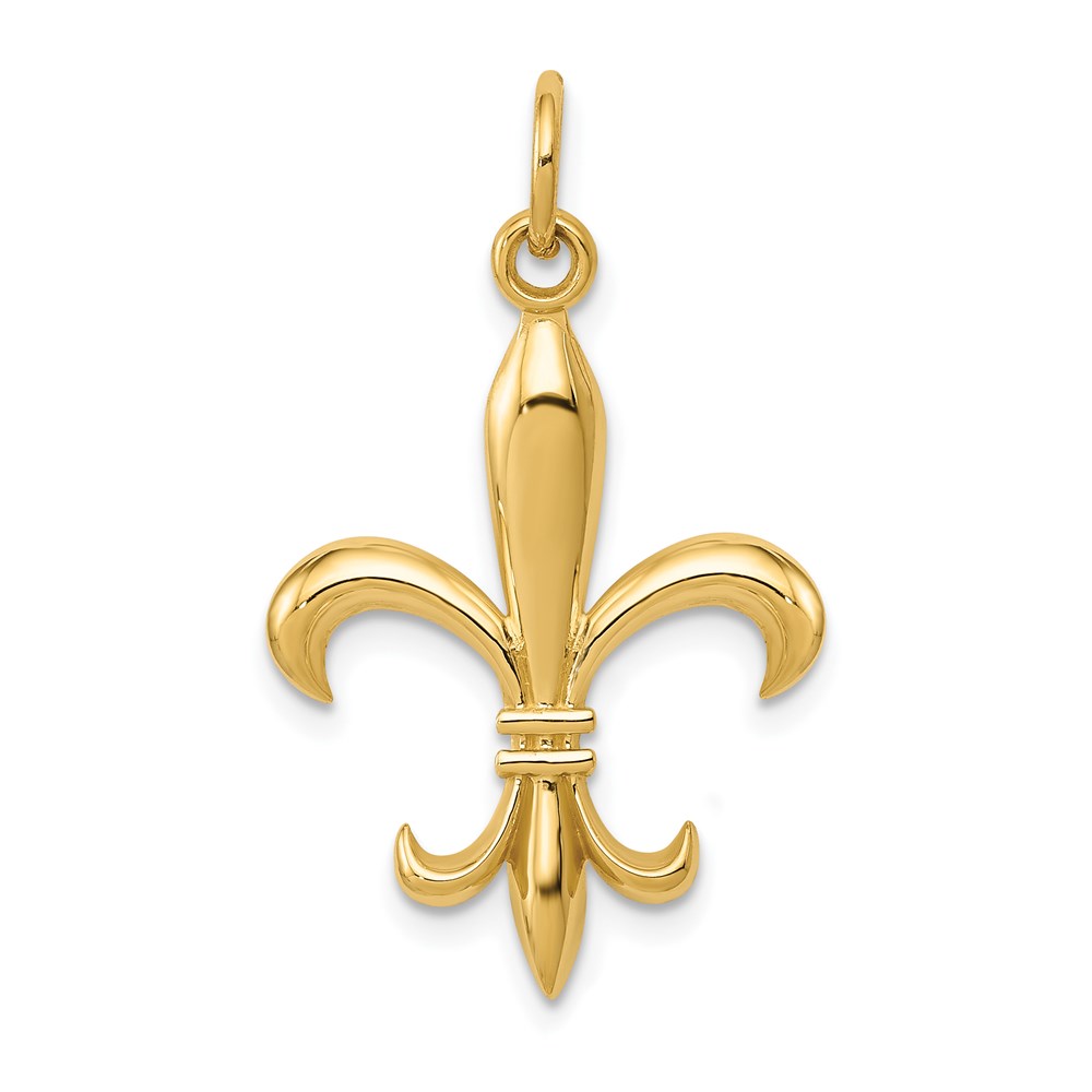 14k Yellow Gold 2D Fleur De Lis  Pendant, 18mm (11/16 inch)