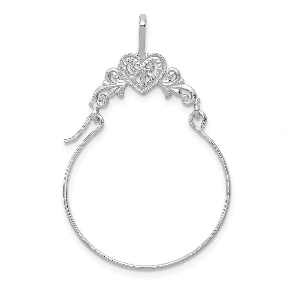14k Yellow or White Gold Filigree Heart Charm Holder Pendant, 23mm