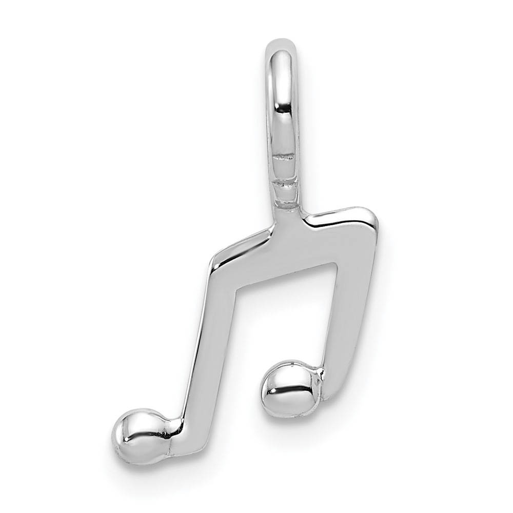 14k White or Yellow Gold Beamed Eighth Note Pendant, 9mm (3/8 inch)