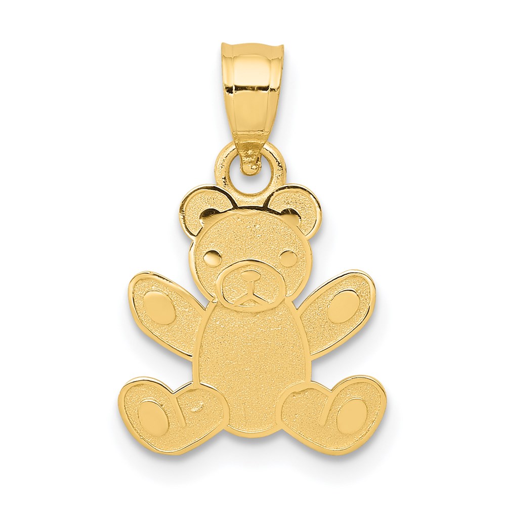14k Yellow Gold Polished Teddy Bear Pendant, 11mm (7/16 inch)