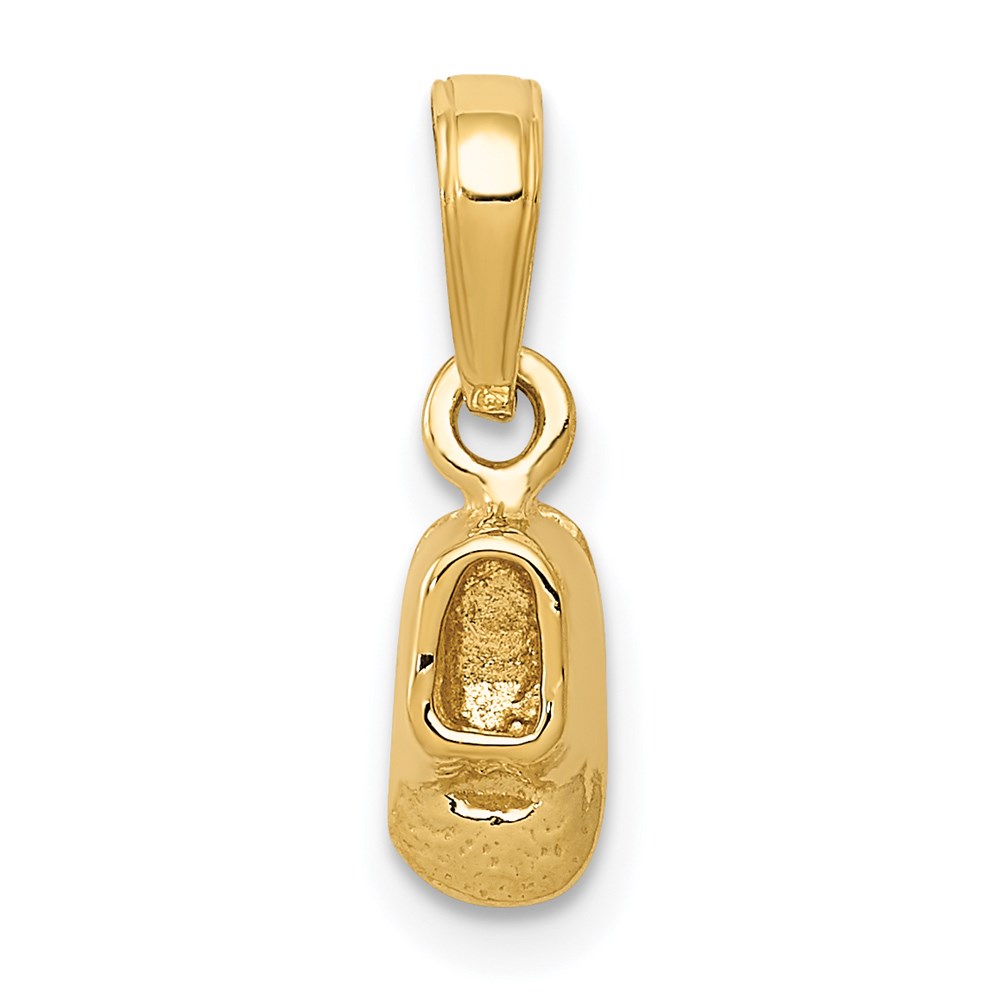 14k Yellow Gold Textured Baby Shoe Pendant, 5 x 15mm