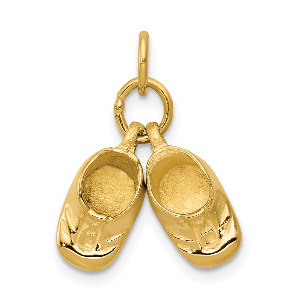 14k Yellow Gold Polished Baby Shoes Charm or Pendant, 15mm