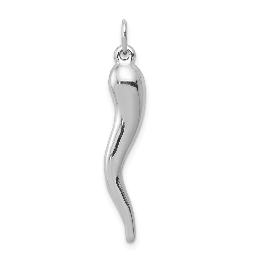 14k White Gold Italian Horn Pendant, 5 x 33mm