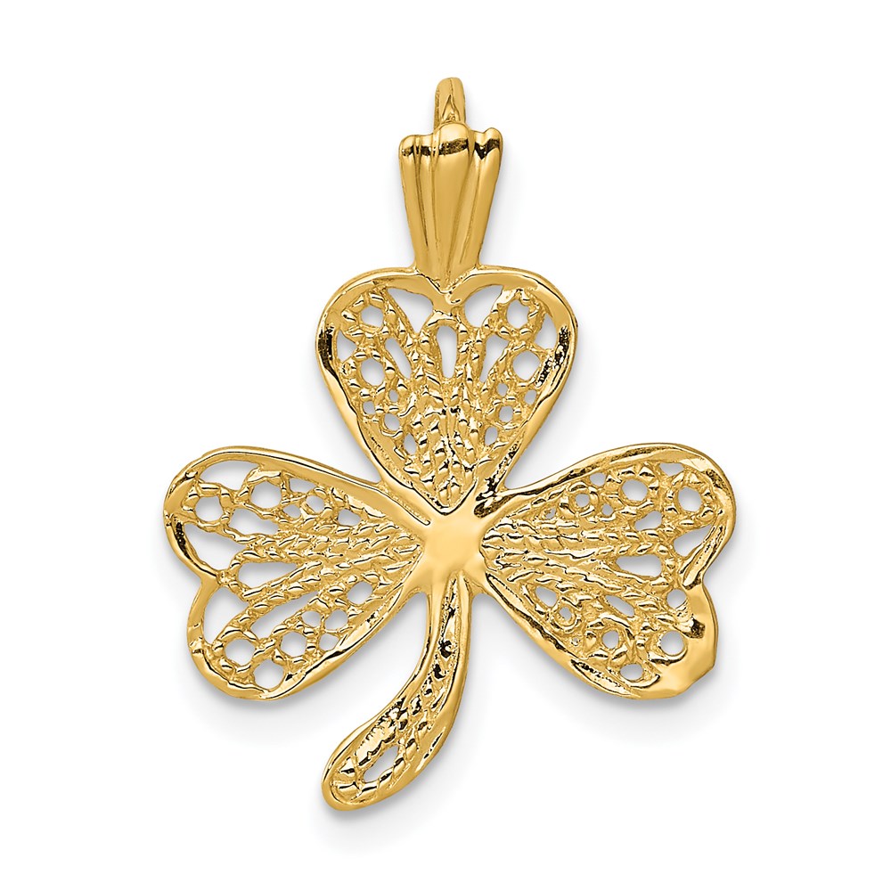 14k Yellow Gold Filigree Shamrock Pendant, 16mm (5/8 inch)