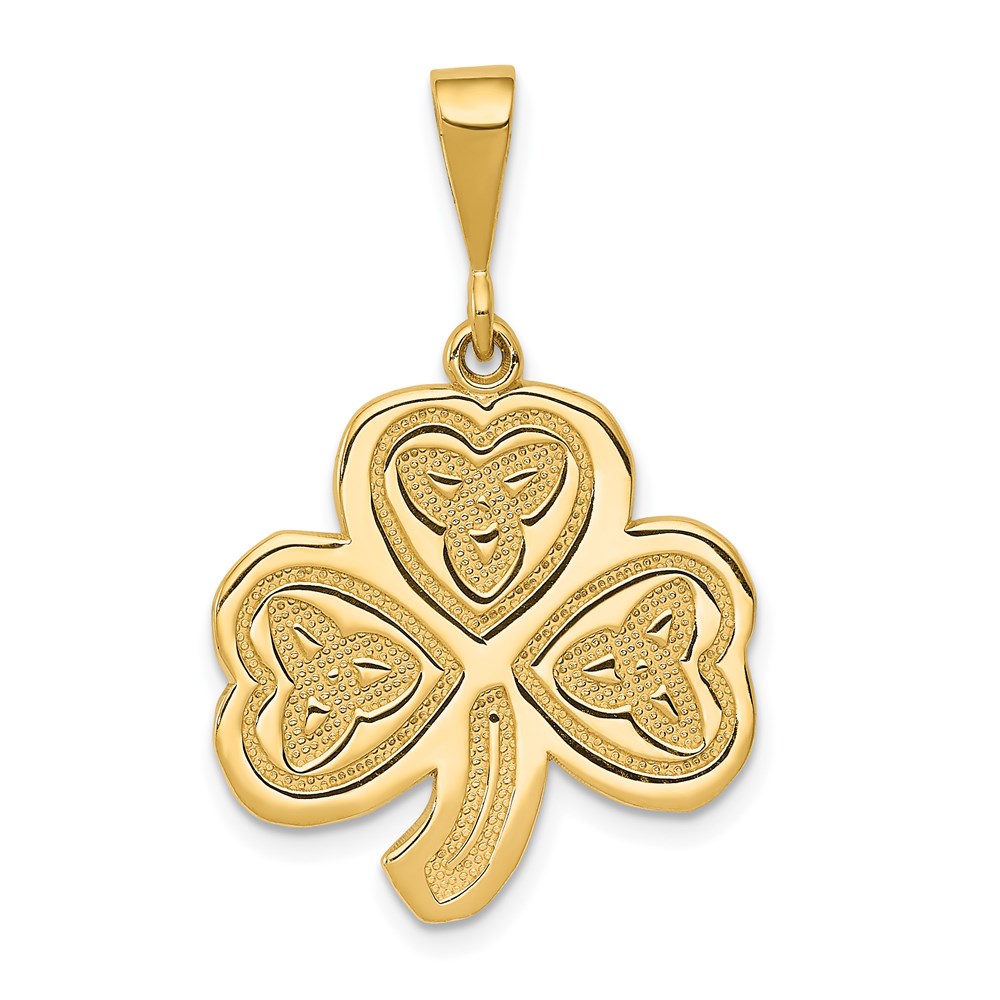 14k Yellow Gold Trinity Clover Pendant, 20mm (3/4 inch)