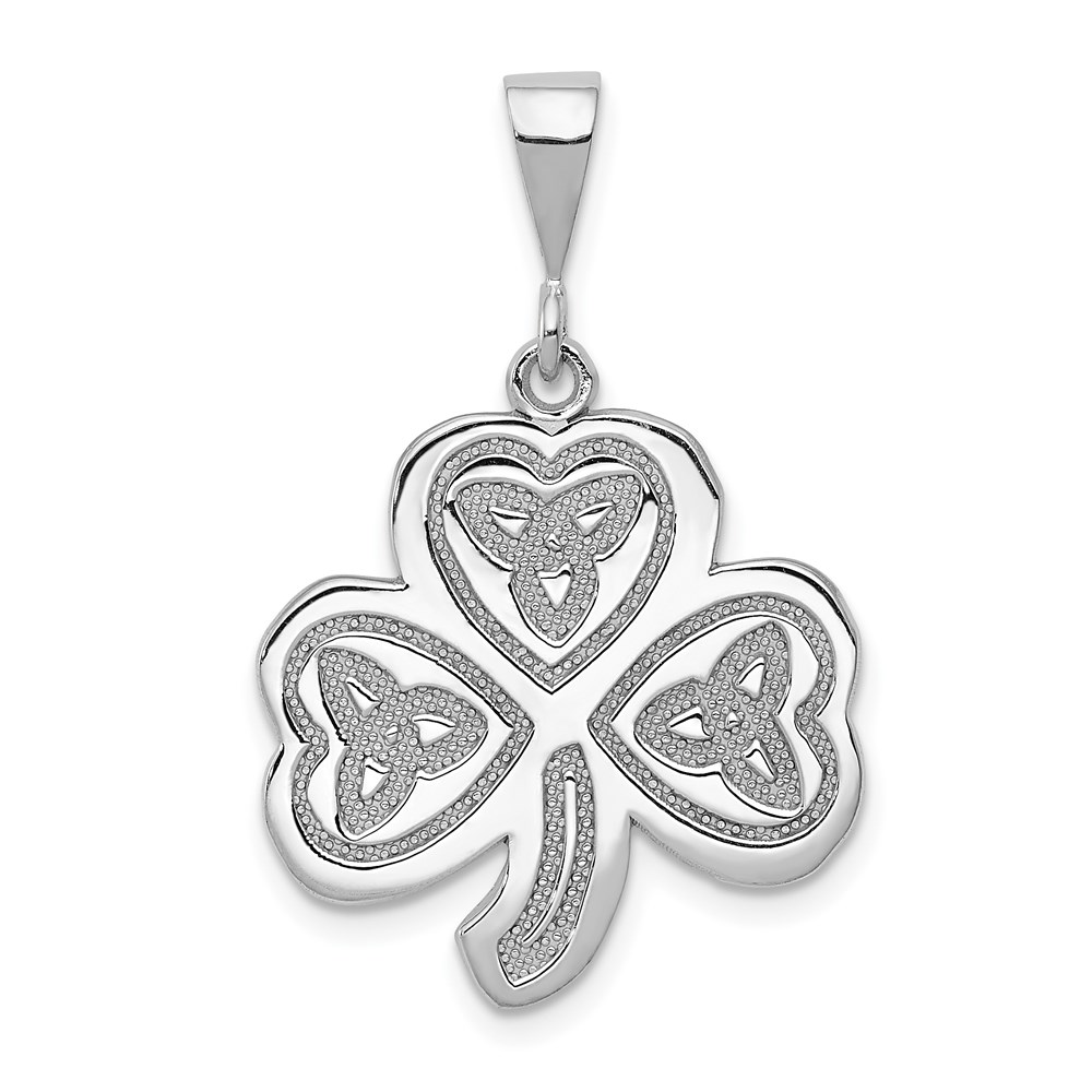 14k White Gold Trinity Clover Pendant, 20mm (3/4 inch)