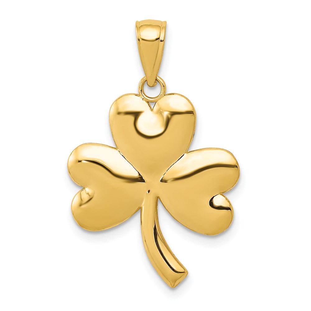 14k Yellow Gold Polished Shamrock Pendant, 19mm (3/4 inch)