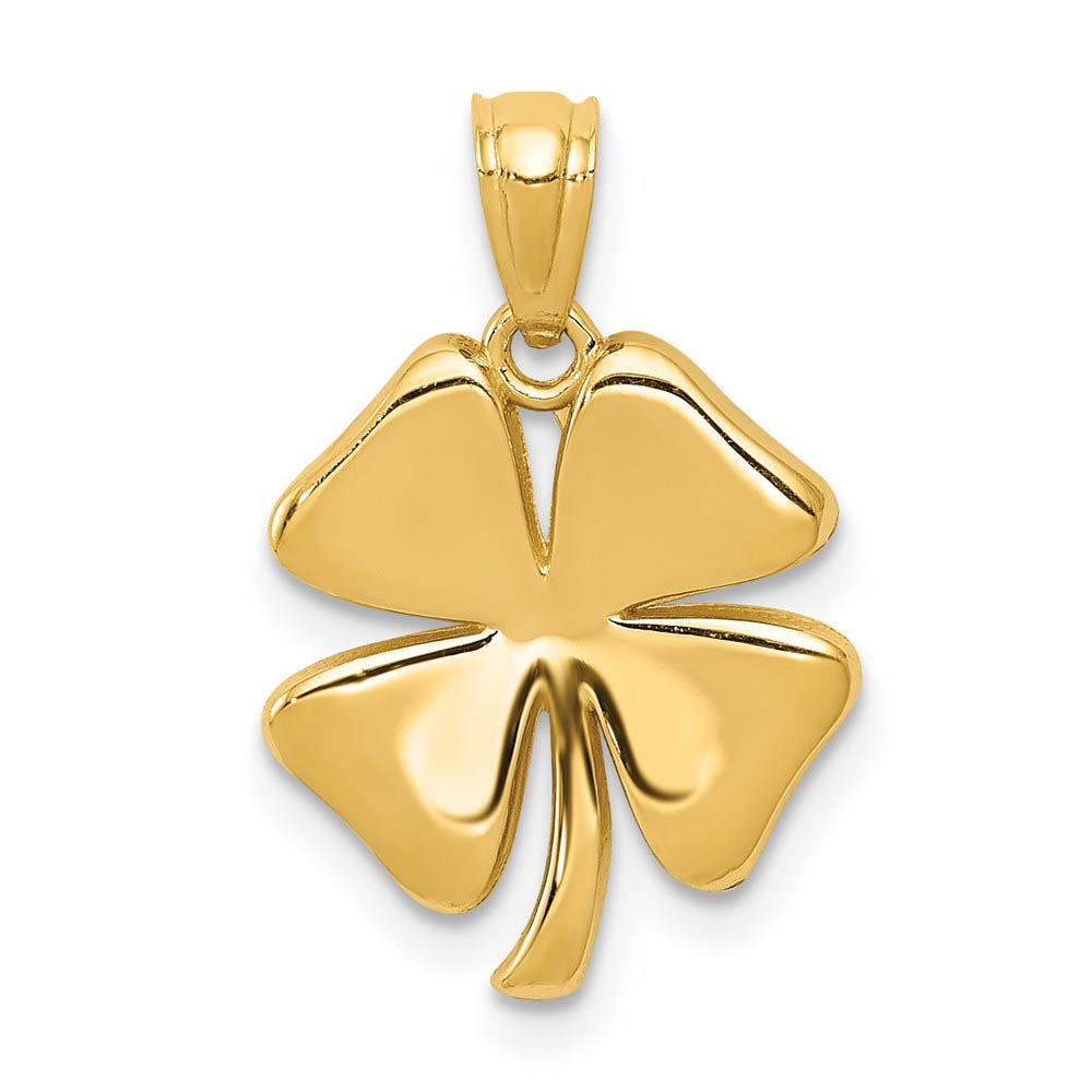 14k Yellow Gold Polished Four Leaf Clover Pendant, 17mm (5/8 inch)