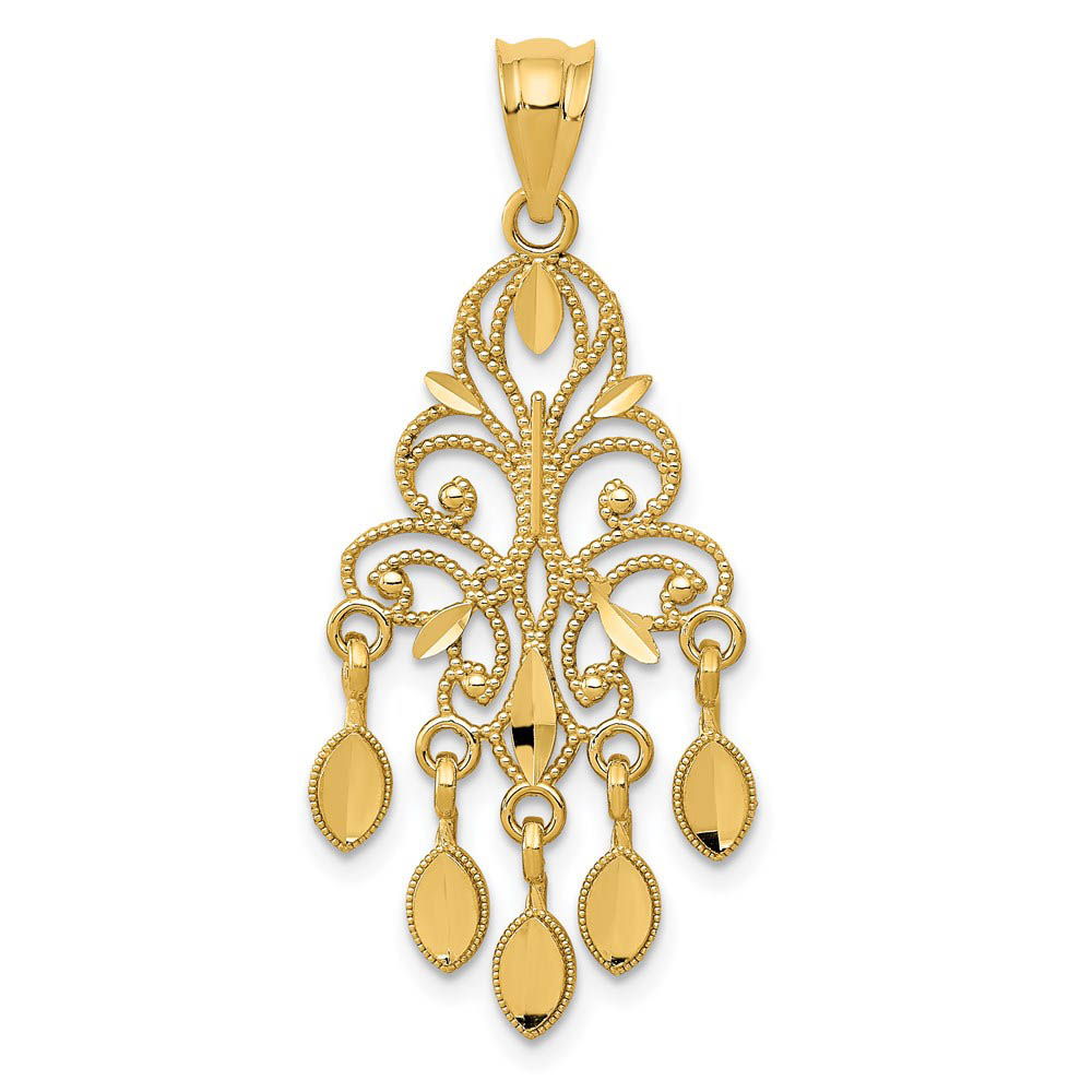 14k Yellow Gold Chandelier Pendant, 15mm (9/16 inch)