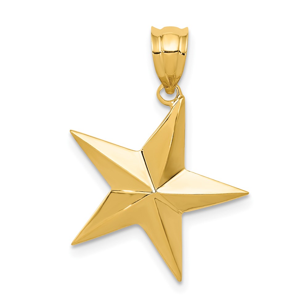 14k Yellow Gold Polished Nautical Star Pendant, 20mm (3/4 inch)