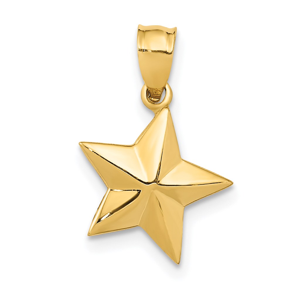 14k Yellow Gold Small Polished Nautical Star Pendant, 12mm (7/16 inch)