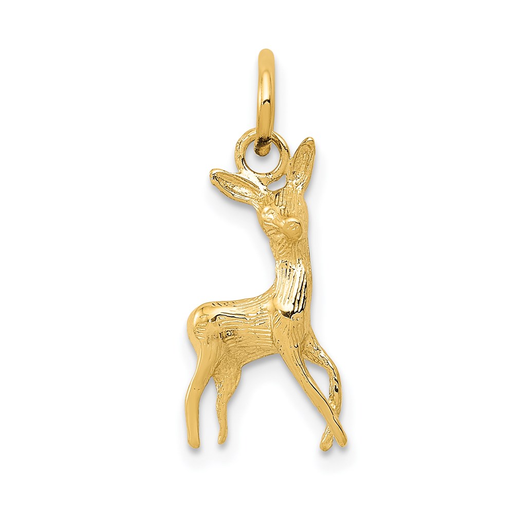 14k Yellow Gold Tiny Deer Charm or Pendant, 8mm (5/16 inch)