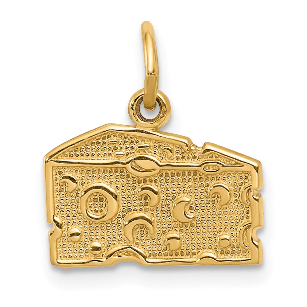 14k Yellow Gold Swiss Cheese Charm or Pendant, 14mm (9/16 inch)