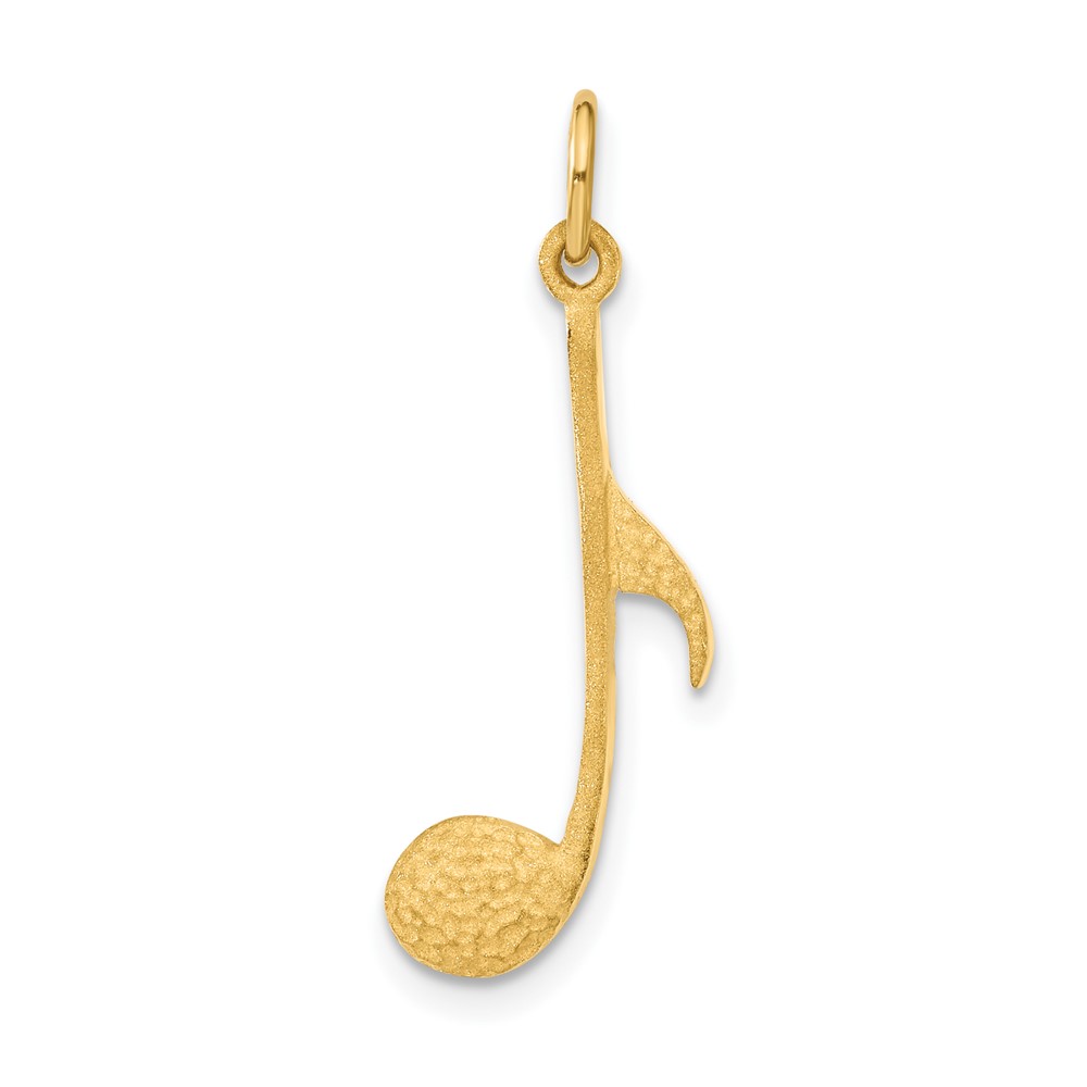 14k Yellow Gold Textured Musical Note Pendant, 10mm (3/8 inch)