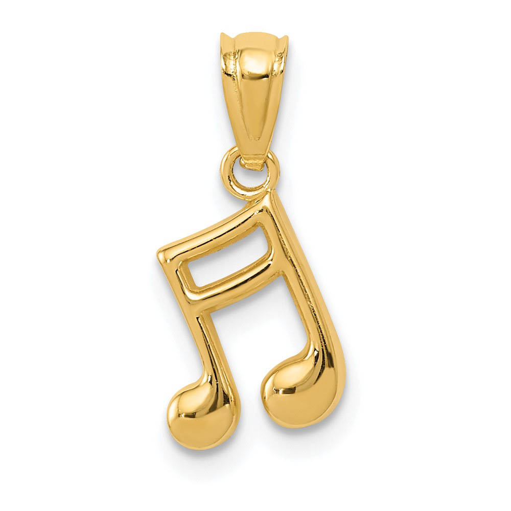 14k Yellow Gold Small 2D Double Note Pendant, 8mm (5/16 inch)