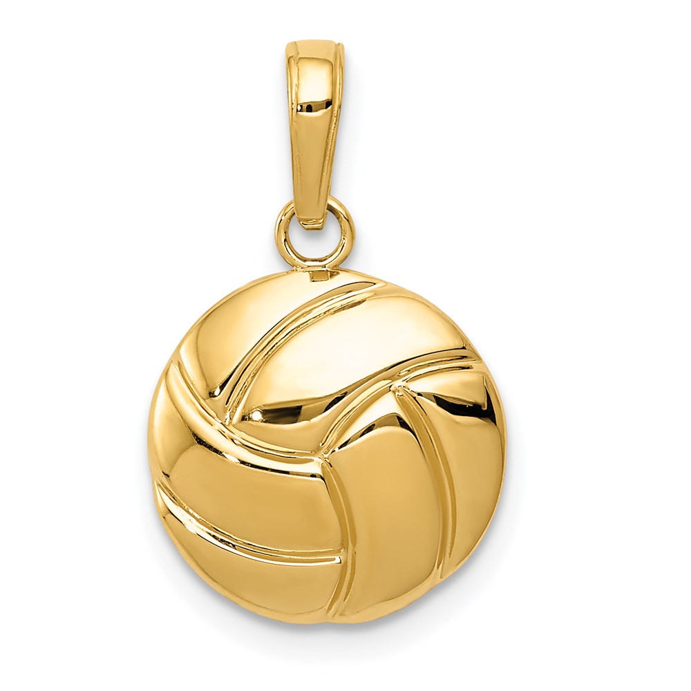 14k Yellow Gold Polished Volleyball Pendant, 14mm (9/16 inch)