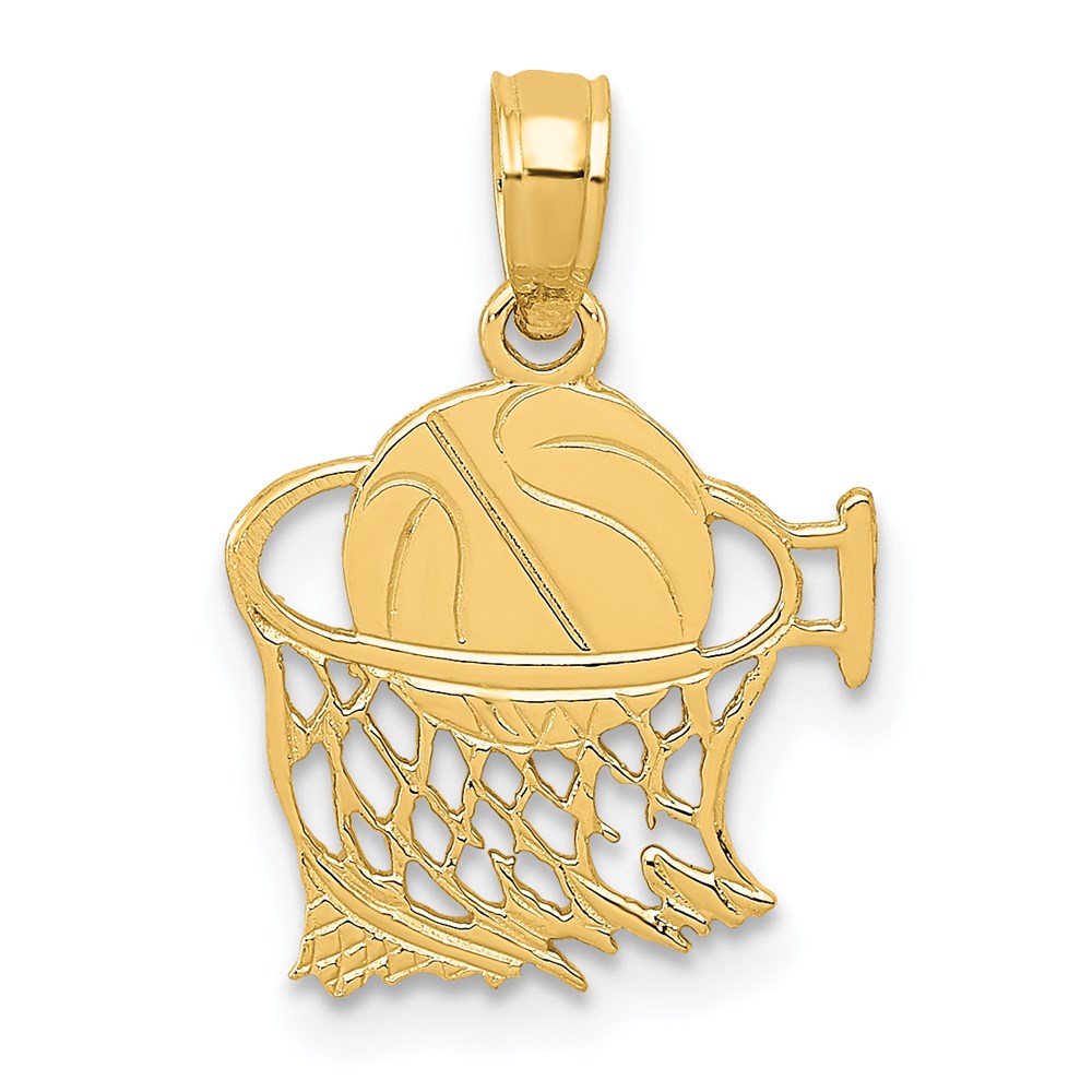 14k Yellow Gold Small Basketball Net Pendant, 12mm (7/16 inch)