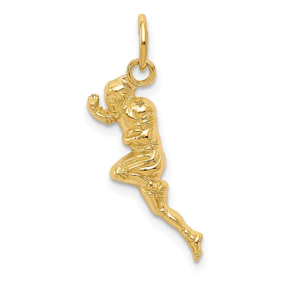 14k Yellow Gold 2D Football Player Charm or Pendant, 7 x 26mm